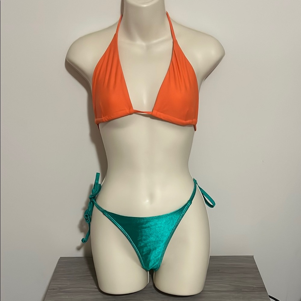 Orange and Teal Bikini Set
